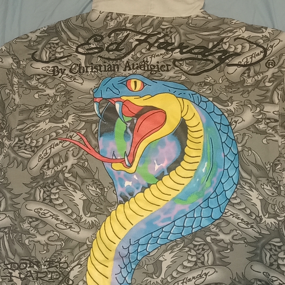 Ed Hardy Gray Graphic Hoodie - Picture 2 of 3